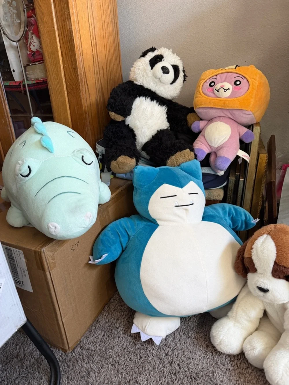 Teal and White Plush Snorlax-Style Stuffed Animal for Kids - Picture 3 of 6